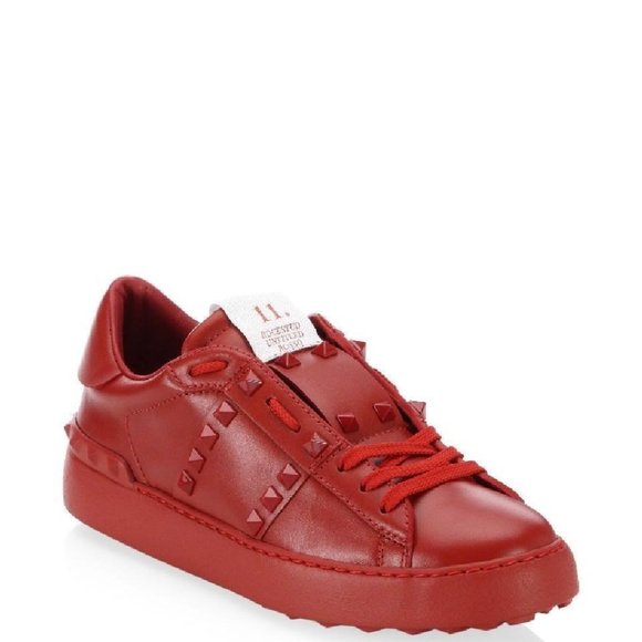 Valentino Shoes - Valentino Garavani 11. Women Rockstud Studded Leather Sneakers Shoes Red